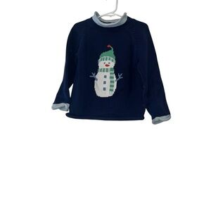 L.L. Bean kids Navy Blue Kids Snowman Sweater rolled neck sz 4T